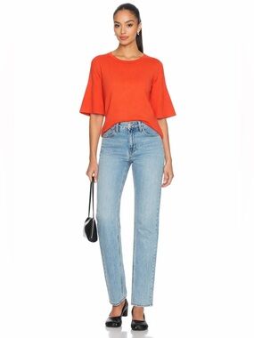 J.CREW Vibrant Coral Bell Sleeve Cotton Knit Elevated Bright Professional 📐S